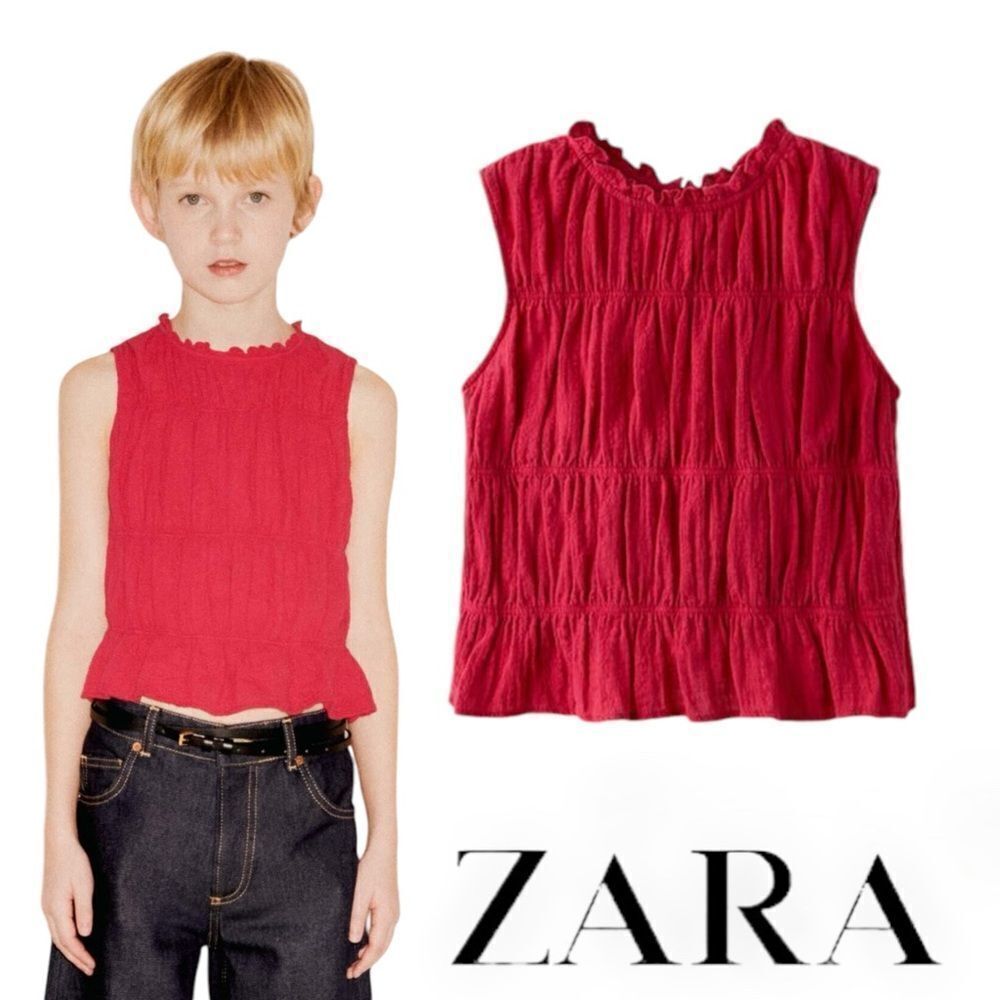 ZARA Kids | Red | TOP WITH STRETCHY DETAILS
